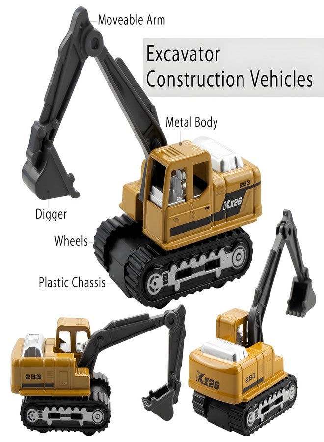 BenRich 6Pcs Mini Die Cast 1/64 Scale Alloy Construction Vehicle Set - Dump Truck, Bulldozer, Forklift, Mixer Truck, Road Roller & Excavator Toys Car for Kids Boys Girls Birthday Gift (Yellow) - Image 3